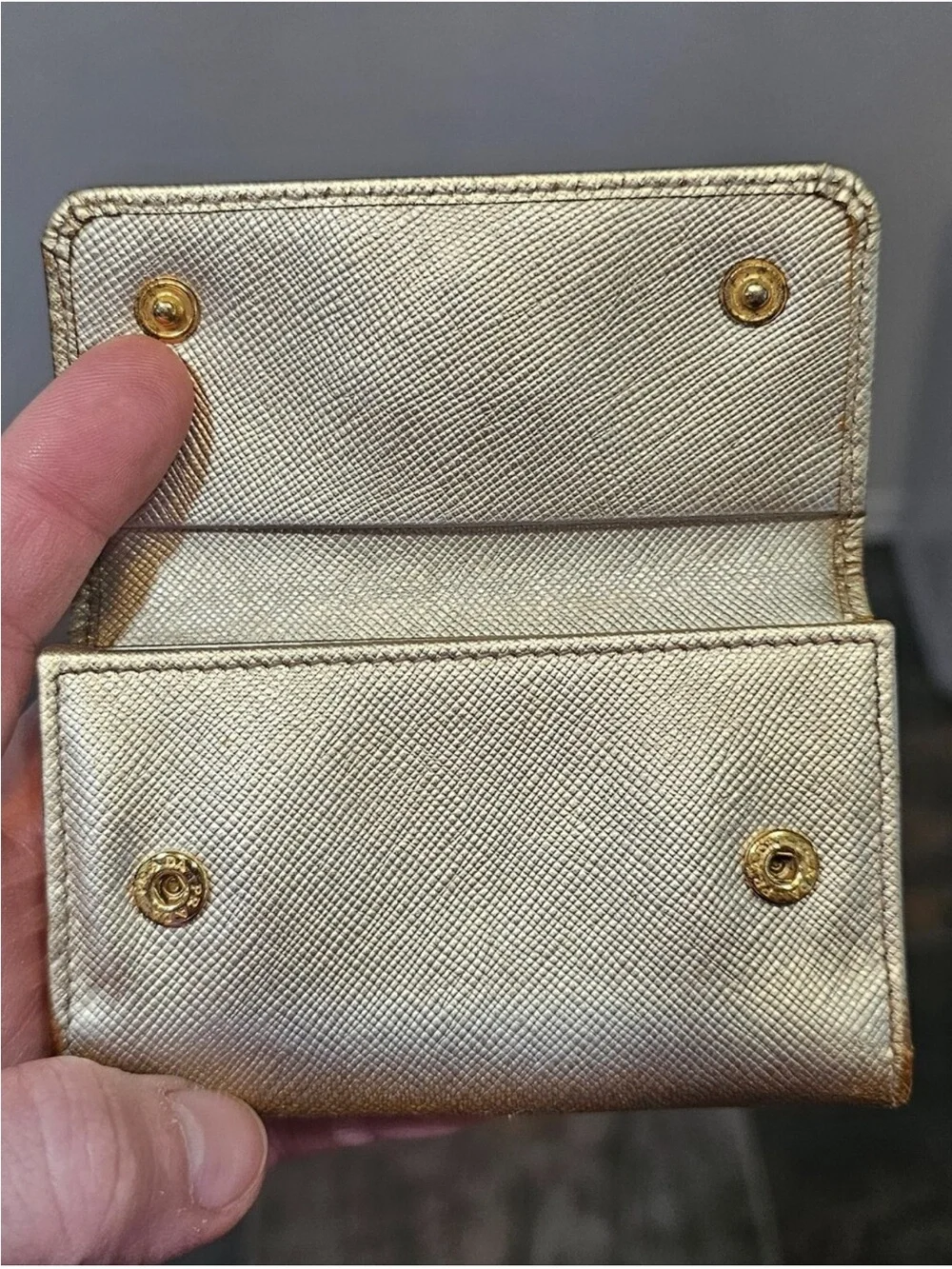 Prada Saffiano Leather 6-Hook Key Case in Pirite - MSRP $595